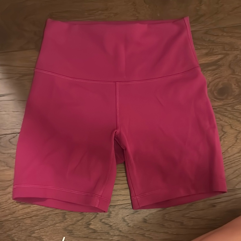 Lululemon Magenta High-Waisted Biker Shorts